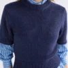 Luft Lurex-stickad topp, marinblå och koppar Luft Lurex-stickad topp, marinblå och koppar