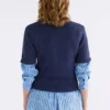 Luft Lurex-stickad topp, marinblå och koppar Luft Lurex-stickad topp, marinblå och koppar