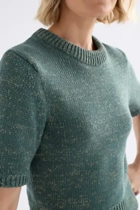 Luft Lurex-stickad topp Salvia Guld