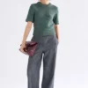 Luft Lurex-stickad topp Salvia Guld Luft Lurex-stickad topp Salvia Guld