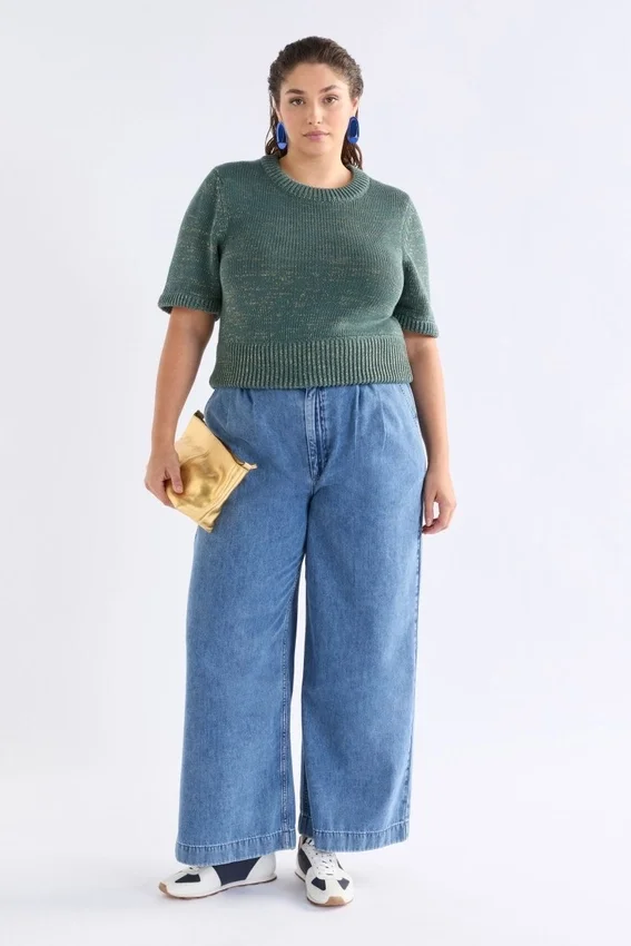 Luft Lurex-stickad topp Salvia Guld Luft Lurex-stickad topp Salvia Guld